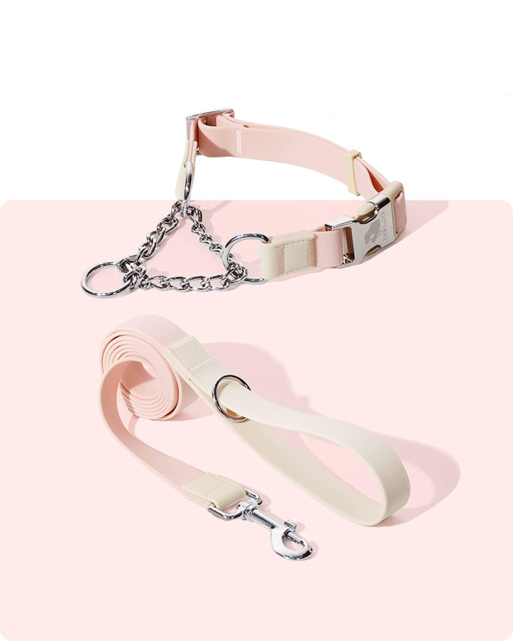 Aqua PVC Waterproof Martingale Collar and Leash Set - Crystal Pink