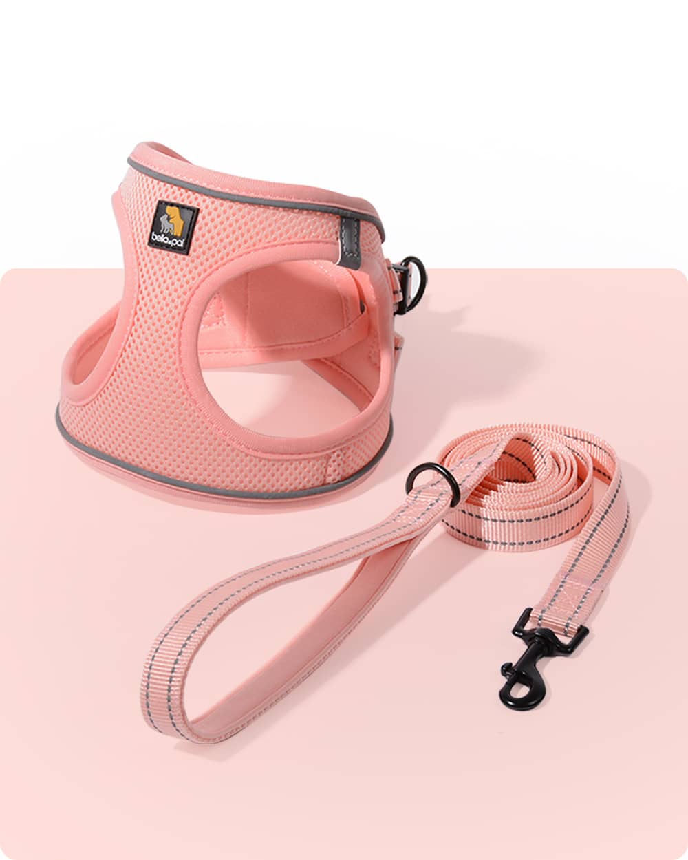 OxyMesh Velcro Step-in Harness and Leash Set - Coral Pink