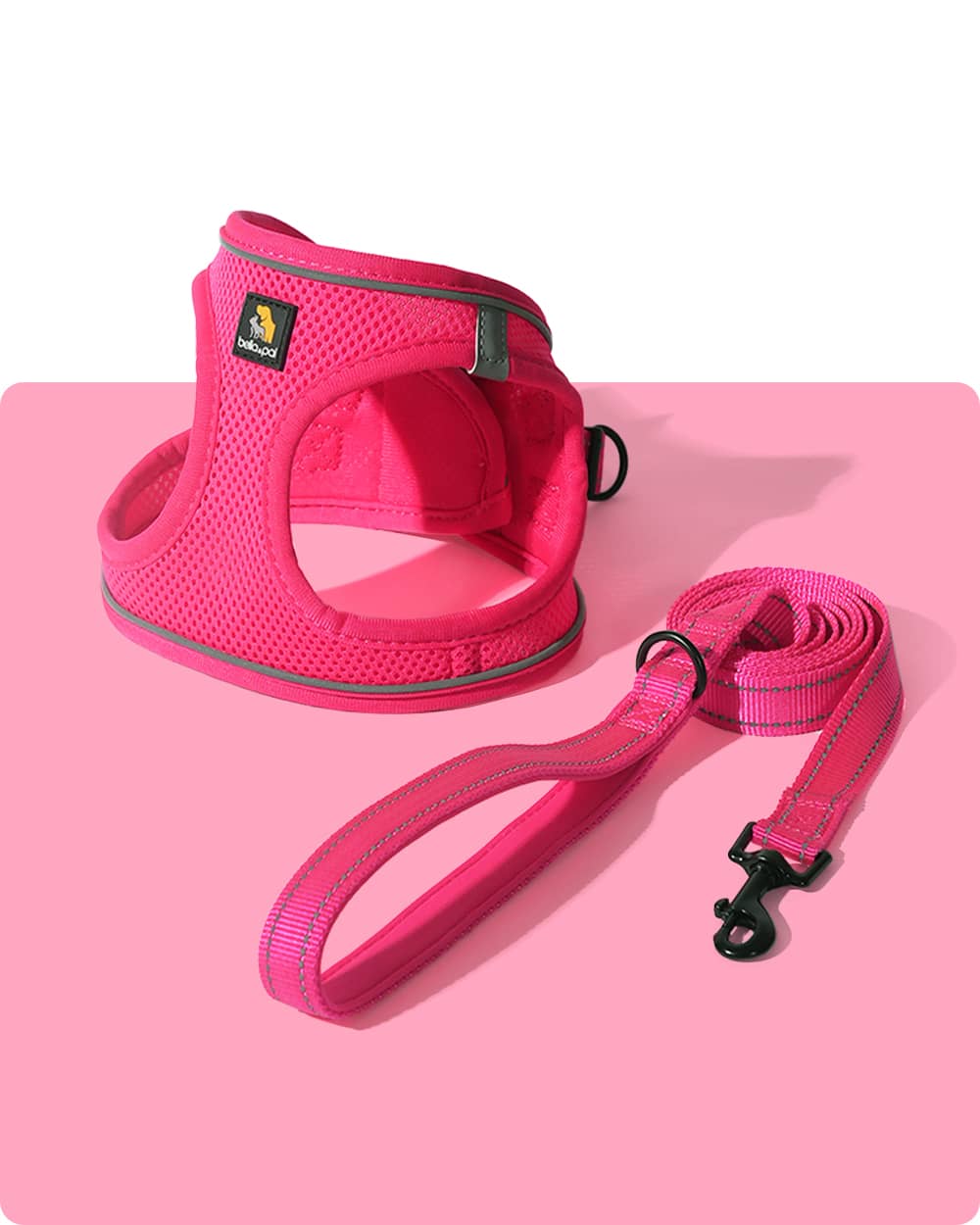 OxyMesh Velcro Step-in Harness and Leash Set - Hot Pink