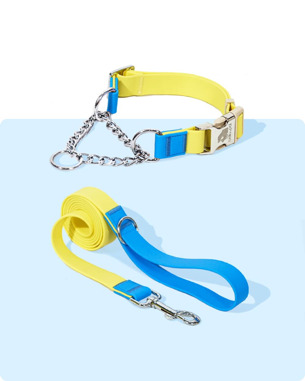 Aqua PVC Waterproof Martingale Collar and Leash Set - Mini Yellow