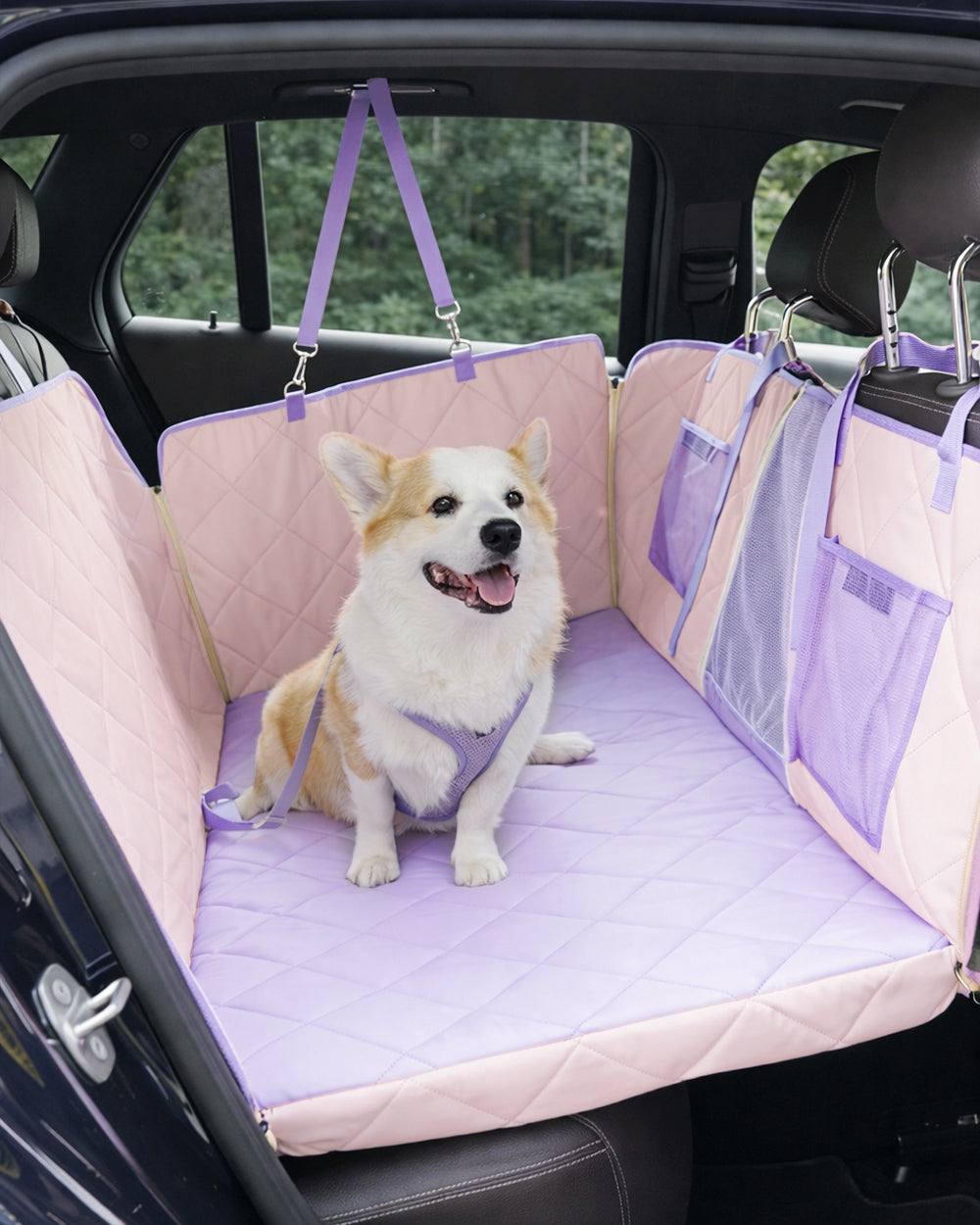 Dog Hard Bottom Backseat Extender - Lavender Blush
