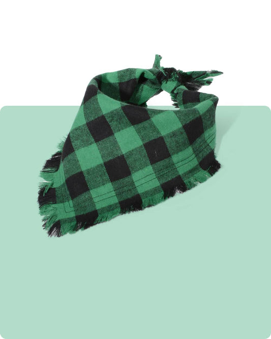Tassel Dog Bandana - Christmas Green Grid - stringsmall