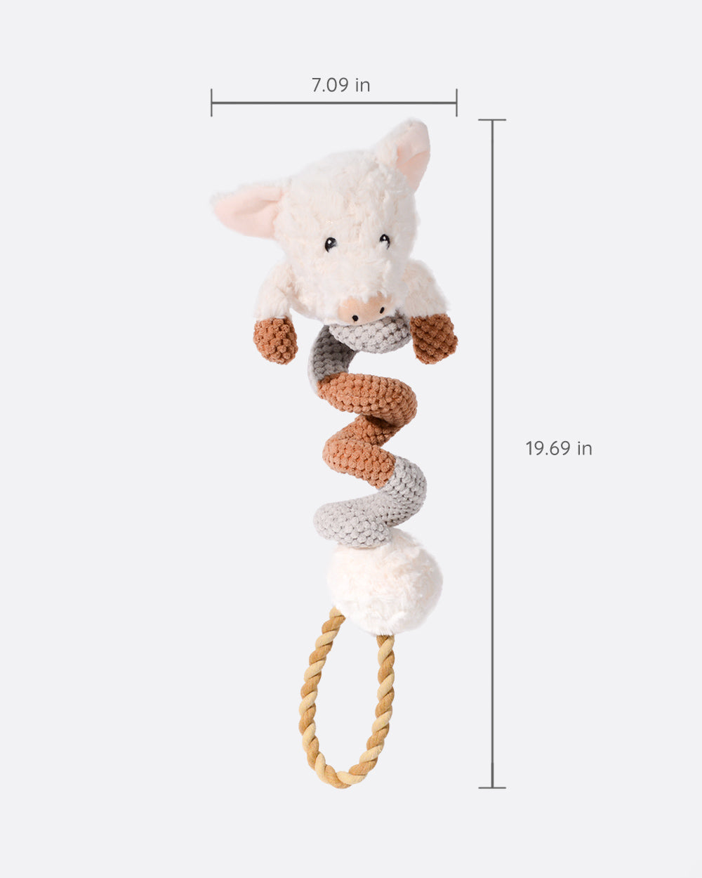 Plush Squeaky Rope Toy - Twister Piggy